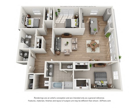 Kelmscott Park's C3 three bedroom apartment floor plan